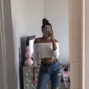 White off shoulder crop top